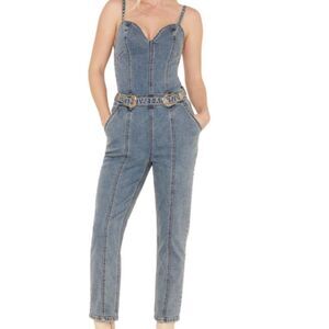 Medium Wash Straight Leg Stretch Jumpsuit